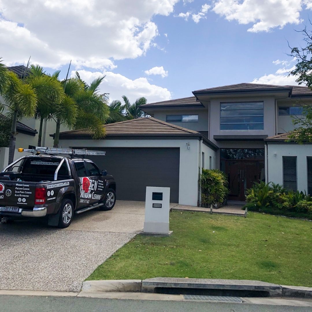 Zen Window Cleaning at work on a Gold Coast property