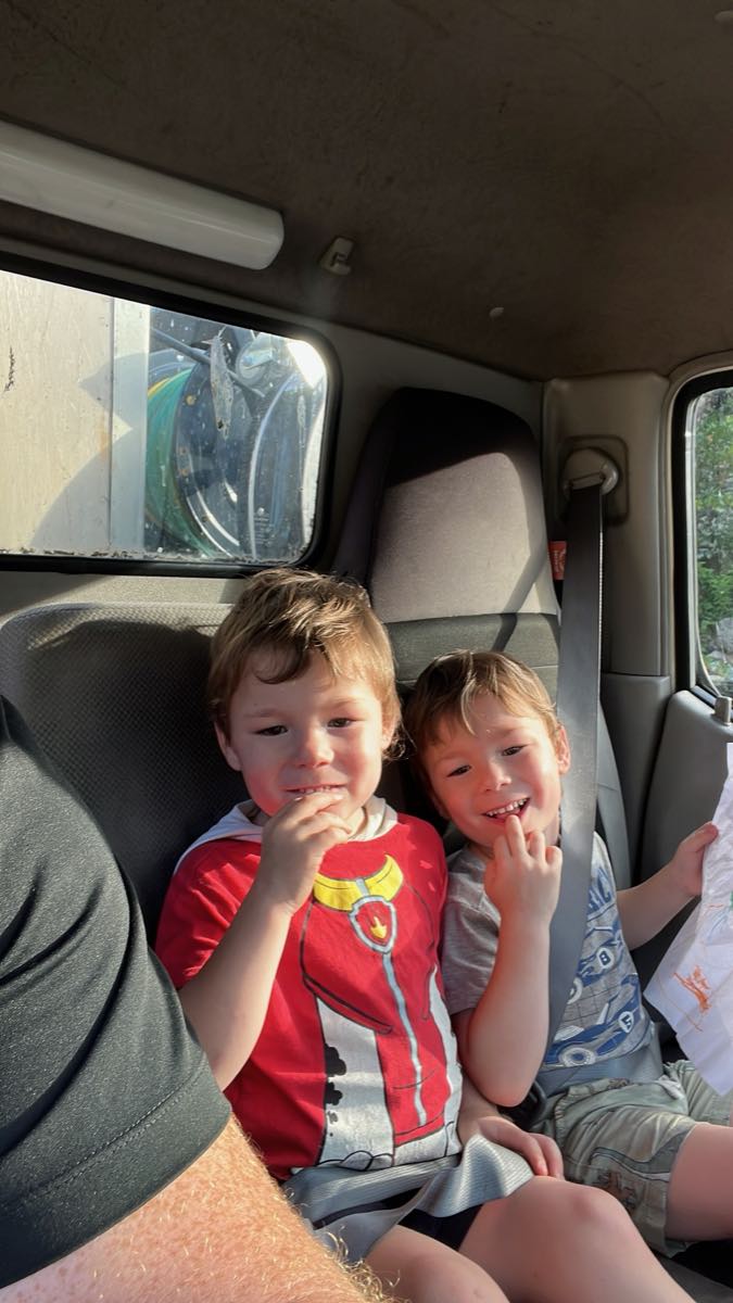 Rhys's twin boys Axel and Archer