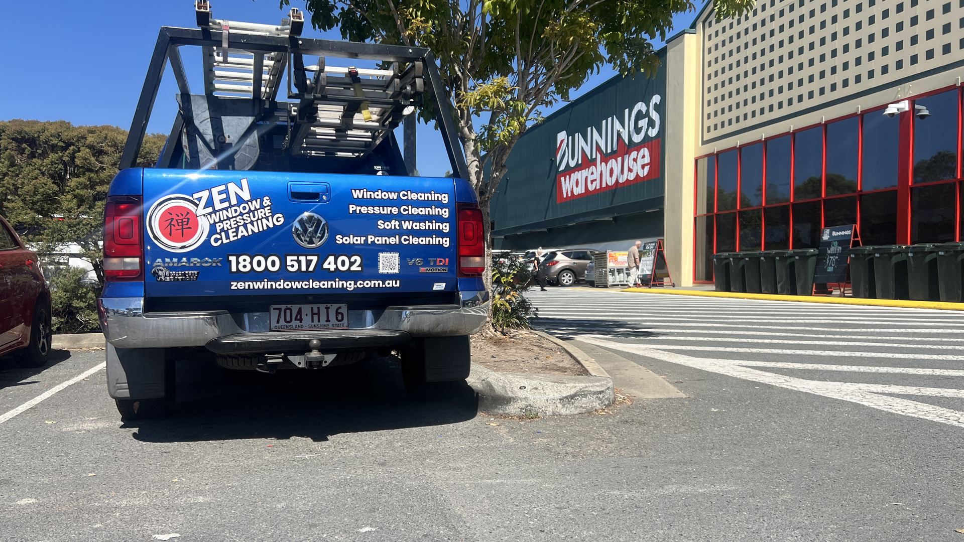 Zen Window Cleaning ute parked outside Bunnings Nerang