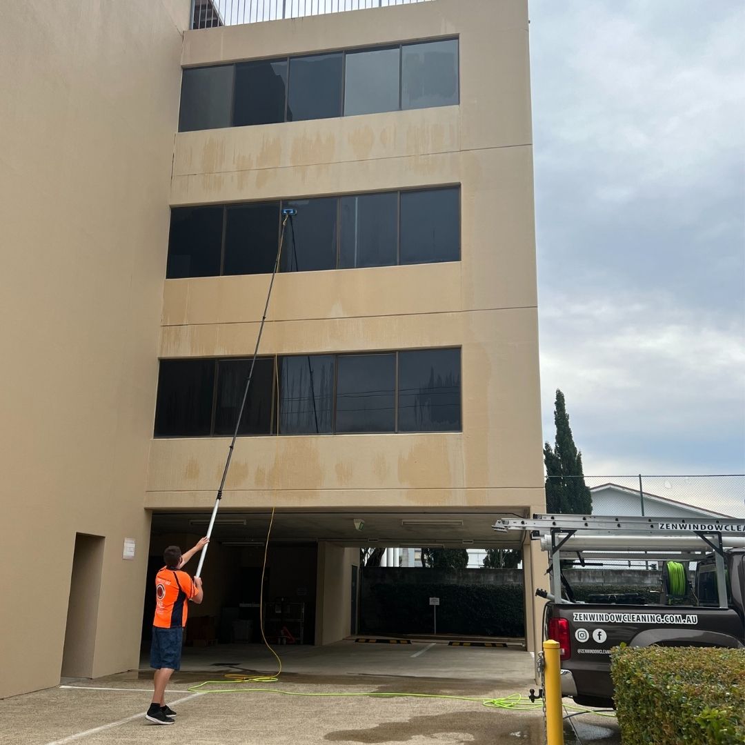 Office building exterior cleaning on the Gold Coast - facades and entries kept presentation-ready